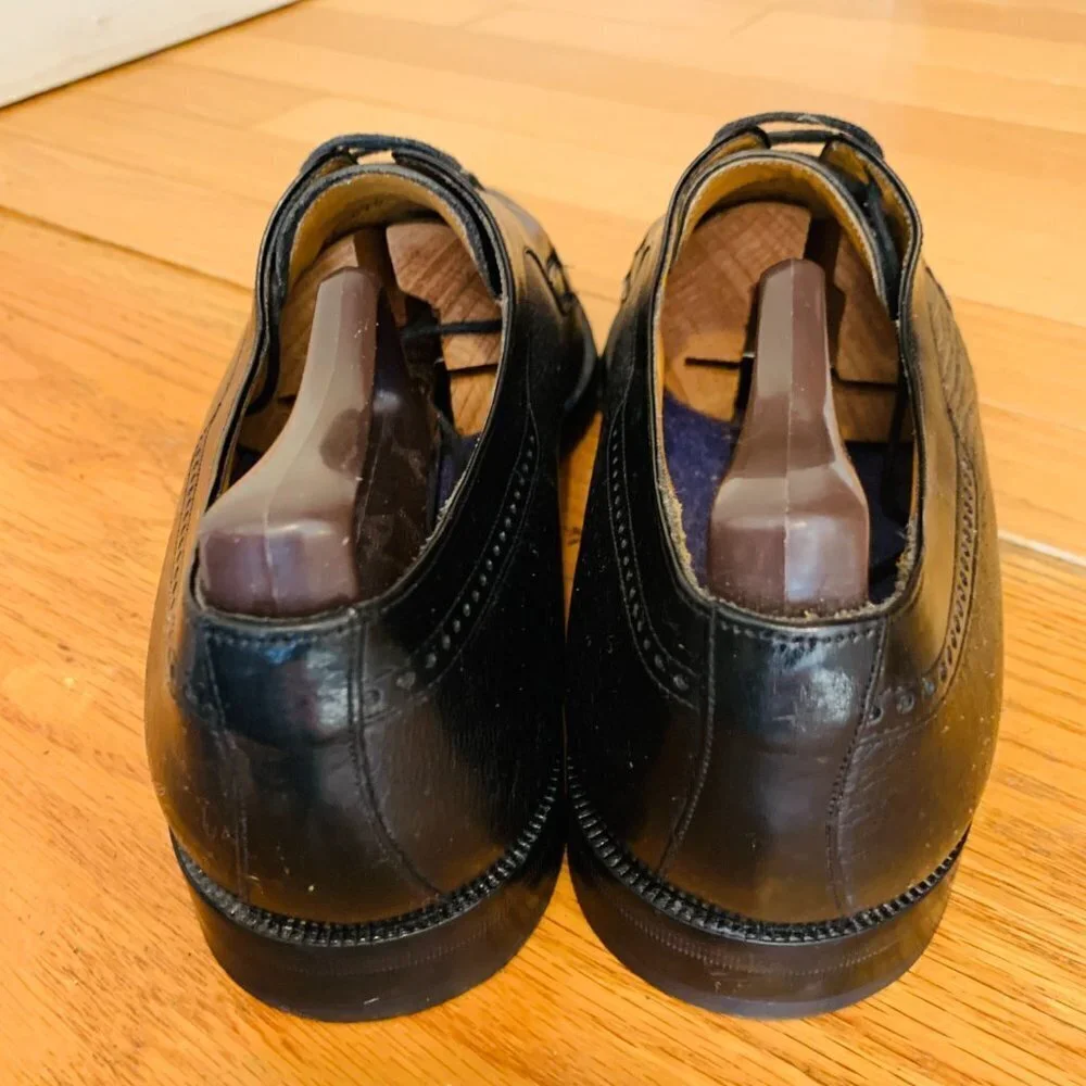 Mezlan Split-Toe Oxford Dress Shoes Black Men Size 8.5 M Made In Italy
